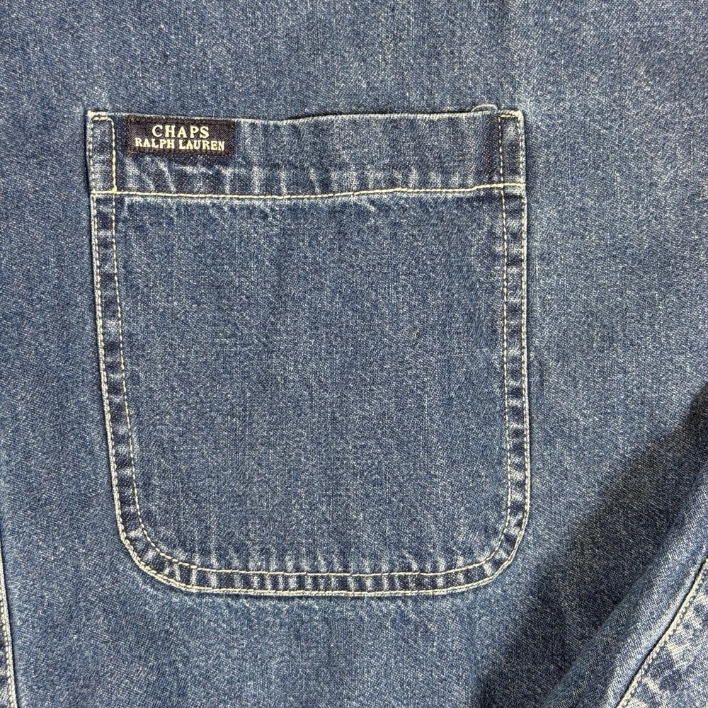 Vintage Chaps Ralph Lauren Shirt Mens XL Blue Denim Oversized Button Up Western - Picture 4 of 12
